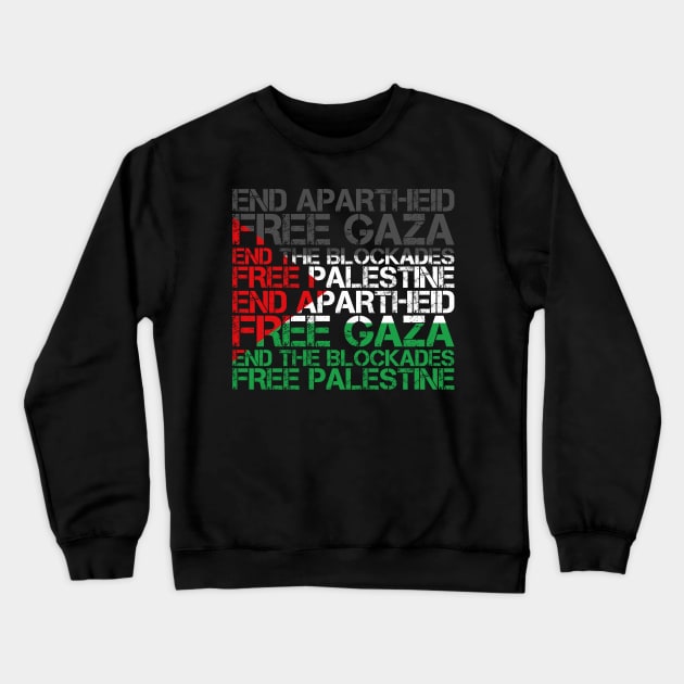 Palestine Flag Wordcloud - End Apartheid Free Palestine Crewneck Sweatshirt by mangobanana